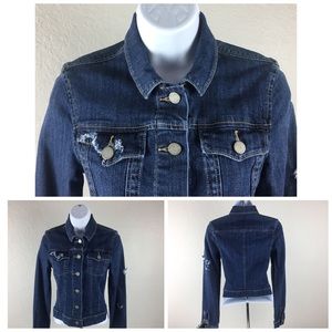 Paige Women's XS Distressed Blue Denim Jean Jacket